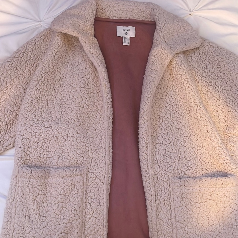 OFF WHITE SHERPA: pink velvet inside w pockets